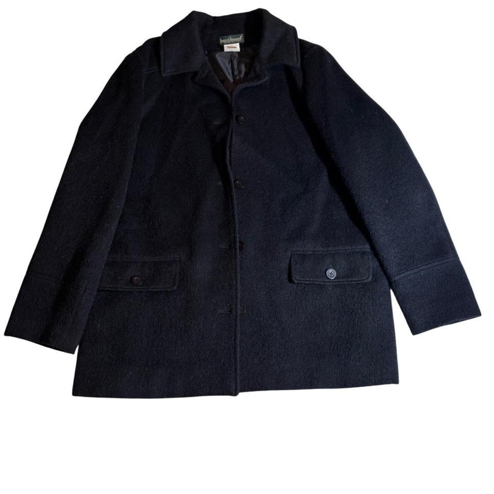 Vintage Harvé Benard Black Wool Alpaca Coat Dark Academia Old Money|Wms 12